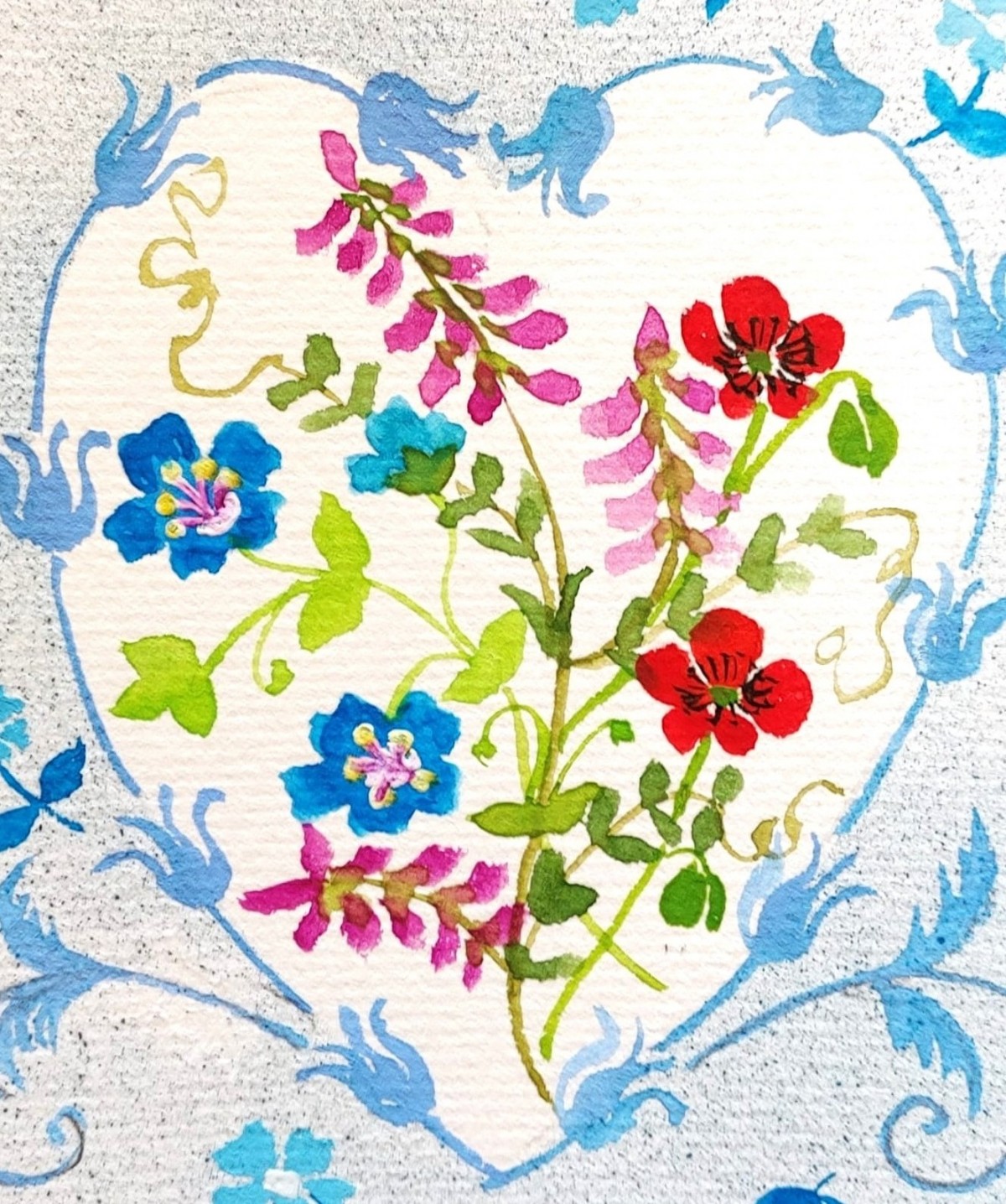 楽しい花の一筆画チラシ用写真